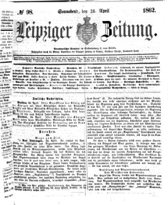 Leipziger Zeitung Samstag 26. April 1862
