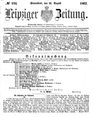 Leipziger Zeitung Samstag 16. August 1862