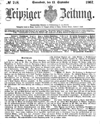 Leipziger Zeitung Samstag 13. September 1862