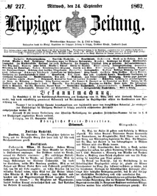 Leipziger Zeitung Mittwoch 24. September 1862