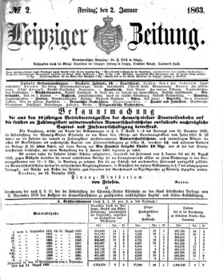 Leipziger Zeitung Freitag 2. Januar 1863