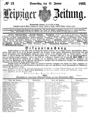Leipziger Zeitung Donnerstag 15. Januar 1863