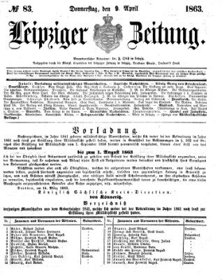 Leipziger Zeitung Donnerstag 9. April 1863