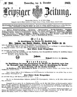 Leipziger Zeitung Donnerstag 3. Dezember 1863