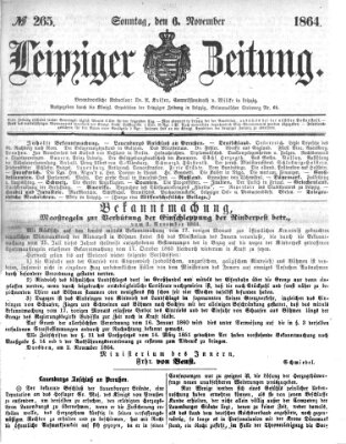 Leipziger Zeitung Sonntag 6. November 1864