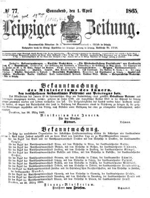 Leipziger Zeitung Samstag 1. April 1865