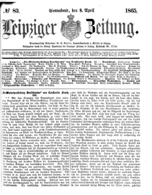Leipziger Zeitung Samstag 8. April 1865