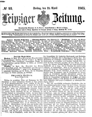 Leipziger Zeitung Freitag 21. April 1865