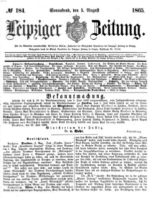 Leipziger Zeitung Samstag 5. August 1865