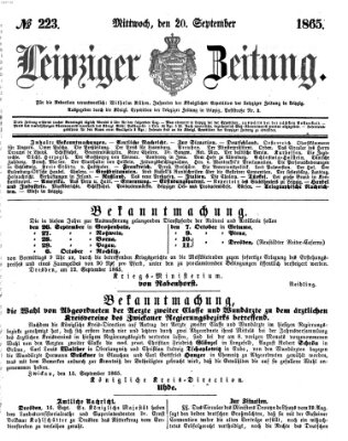 Leipziger Zeitung Mittwoch 20. September 1865
