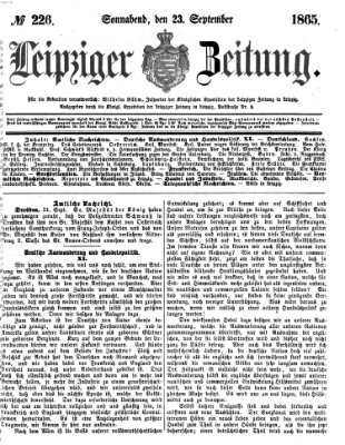 Leipziger Zeitung Samstag 23. September 1865