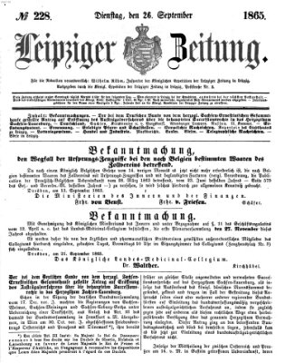 Leipziger Zeitung Dienstag 26. September 1865