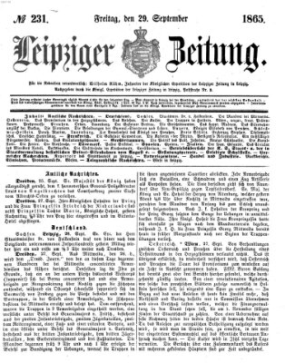 Leipziger Zeitung Freitag 29. September 1865