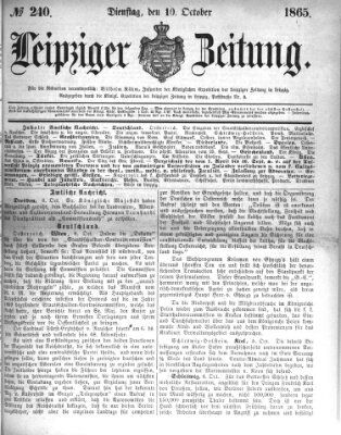 Leipziger Zeitung Dienstag 10. Oktober 1865