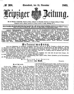 Leipziger Zeitung Samstag 11. November 1865
