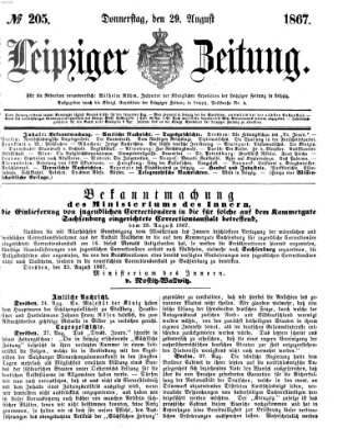 Leipziger Zeitung Donnerstag 29. August 1867