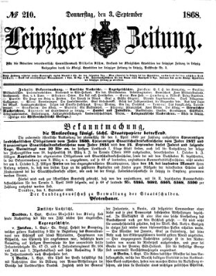 Leipziger Zeitung Donnerstag 3. September 1868