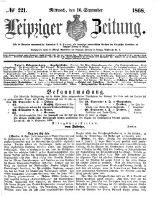 Leipziger Zeitung Mittwoch 16. September 1868