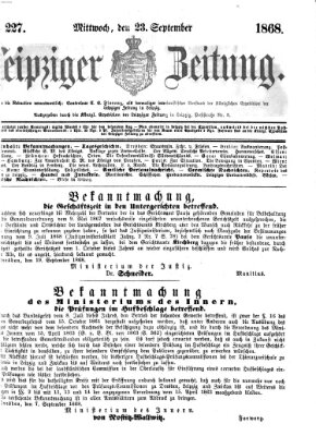 Leipziger Zeitung Mittwoch 23. September 1868