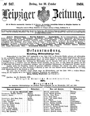 Leipziger Zeitung Freitag 16. Oktober 1868