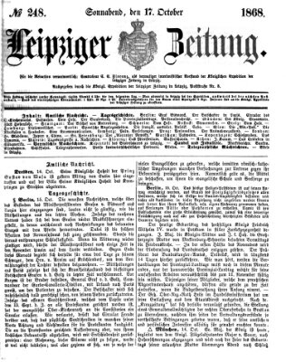 Leipziger Zeitung Samstag 17. Oktober 1868