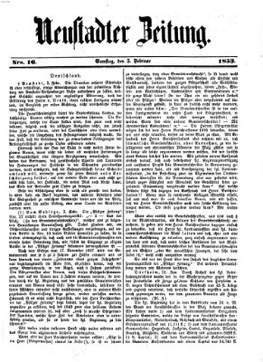 Neustadter Zeitung Samstag 5. Februar 1853