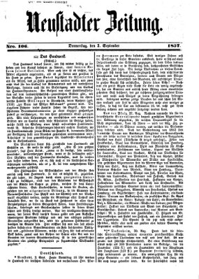 Neustadter Zeitung Donnerstag 3. September 1857