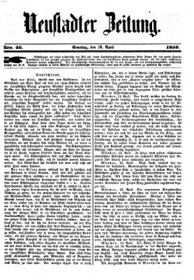 Neustadter Zeitung Samstag 16. April 1859