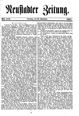 Neustadter Zeitung Dienstag 24. September 1861