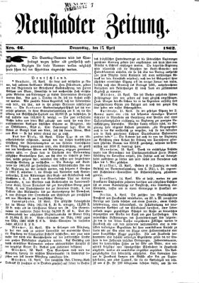 Neustadter Zeitung Donnerstag 17. April 1862