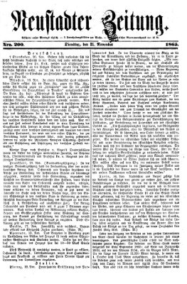 Neustadter Zeitung Dienstag 21. November 1865