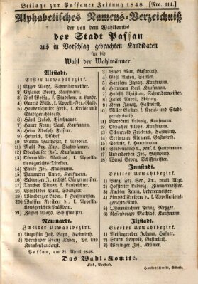 Passauer Zeitung Sonntag 23. April 1848