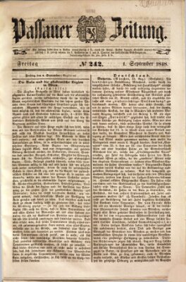 Passauer Zeitung Freitag 1. September 1848
