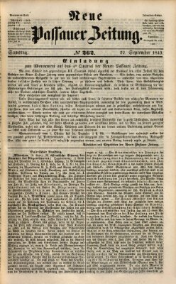 Neue Passauer Zeitung (Passauer Zeitung) Samstag 22. September 1849