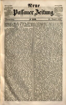 Neue Passauer Zeitung (Passauer Zeitung) Donnerstag 22. August 1850