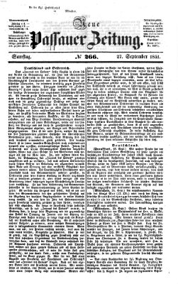 Neue Passauer Zeitung (Passauer Zeitung) Samstag 27. September 1851
