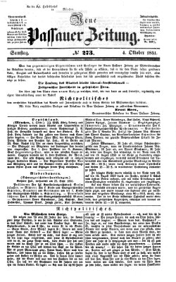 Neue Passauer Zeitung (Passauer Zeitung) Samstag 4. Oktober 1851