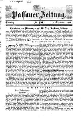 Neue Passauer Zeitung (Passauer Zeitung) Sonntag 12. September 1852