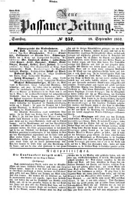 Neue Passauer Zeitung (Passauer Zeitung) Samstag 18. September 1852