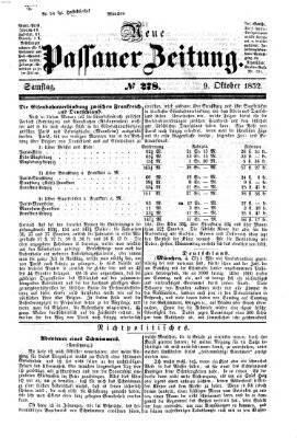 Neue Passauer Zeitung (Passauer Zeitung) Samstag 9. Oktober 1852