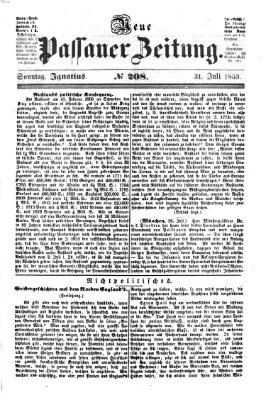 Neue Passauer Zeitung (Passauer Zeitung) Sonntag 31. Juli 1853