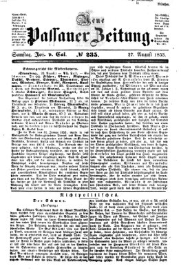 Neue Passauer Zeitung (Passauer Zeitung) Samstag 27. August 1853
