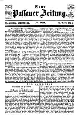 Neue Passauer Zeitung (Passauer Zeitung) Donnerstag 20. April 1854