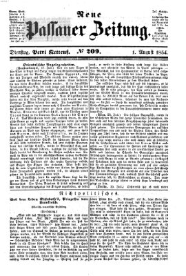 Neue Passauer Zeitung (Passauer Zeitung) Dienstag 1. August 1854