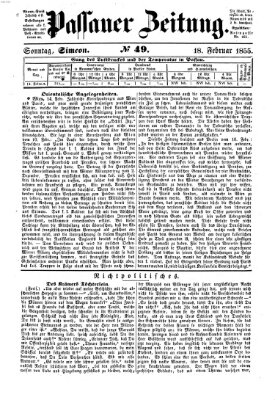 Passauer Zeitung Sonntag 18. Februar 1855