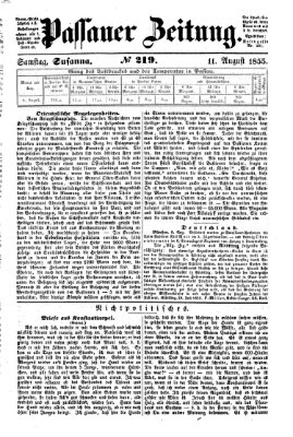 Passauer Zeitung Samstag 11. August 1855