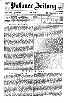 Passauer Zeitung Mittwoch 26. September 1855