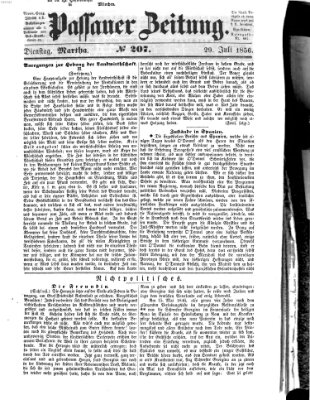 Passauer Zeitung Dienstag 29. Juli 1856