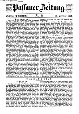 Passauer Zeitung Dienstag 10. Februar 1857