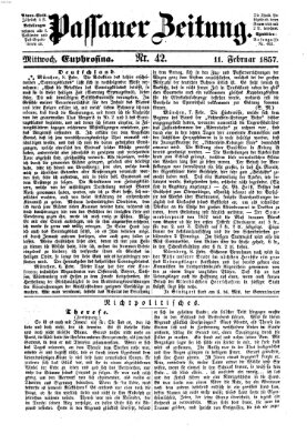 Passauer Zeitung Mittwoch 11. Februar 1857